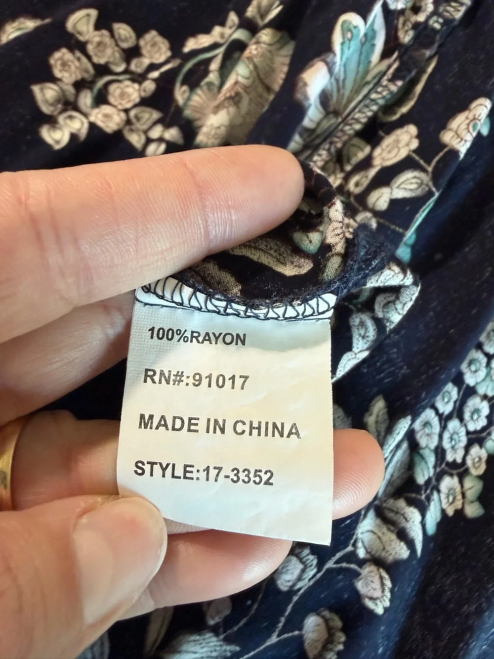 Solitaire Navy Floral Off-the-Shoulder Peasant Top - Picture 6 of 6